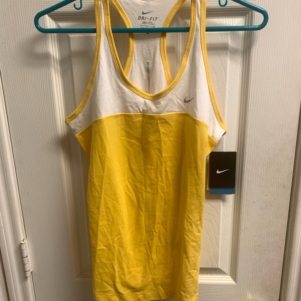 Nike Dri-FIT Yellow and White Tank Top